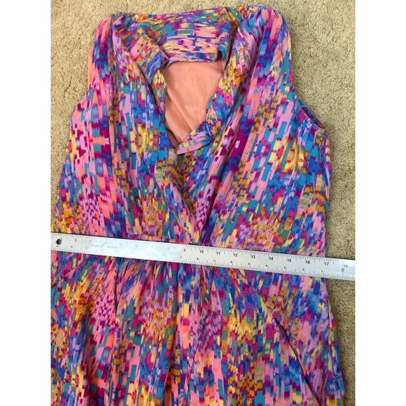 Aqua Women's Multicolor Sleeveless Lightweight Wrap Dress Tie Waist w/Pockets XS - Picture 11 of 13